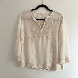Gap star embroidered peasant cream top long sleeve womens size XS